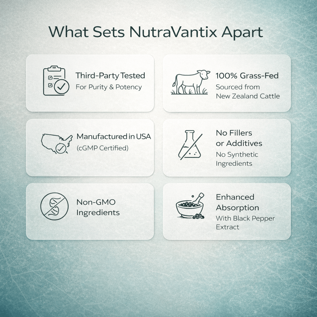 NutraVantix grass-fed beef organ supplement clean formula standards